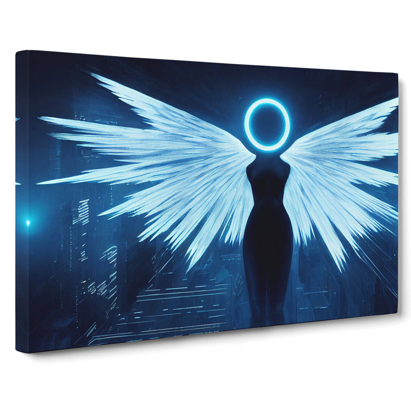 XXX-H1022-WF-2485X Cyberpunk Angel - Wrapped Canvas Print, 35cm H x 50cm W x 3cm D