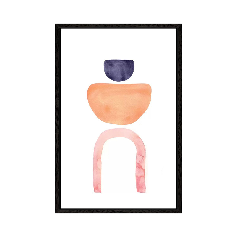 Abstract Navy And Orange Art by Whales Way - Print on Canvas, 66.04cm H x 45.72cm W x 3.81cm D, Black Framed