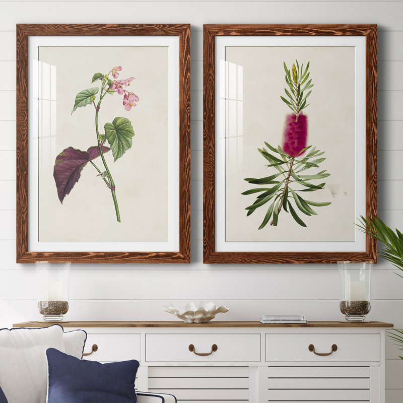 Pretty Pink Botanicals VI - Ensemble de 2 reproductions de cadres photo, H 24 po x l 36 po x P 1,5 po, Cadre en érable