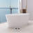 65" W Freestanding Stone Resin Soaking Bathtub with Drain Pipe