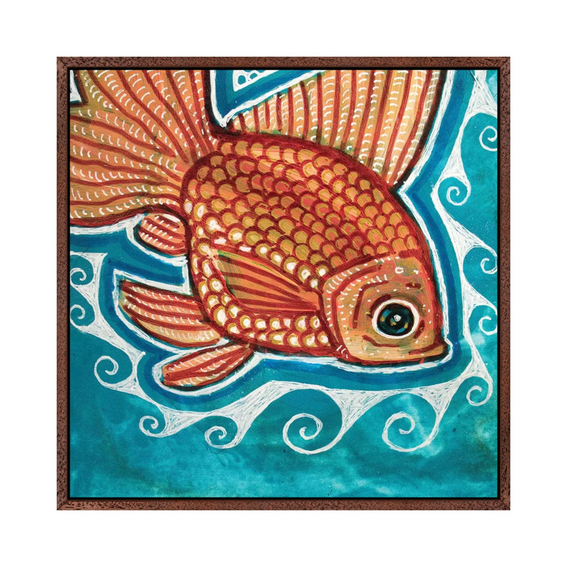 Small Fry 1 Piece Painting on Canvas, 66.04cm H x 66.04cm W x 3.81cm D, Classic Brown Wood Framed