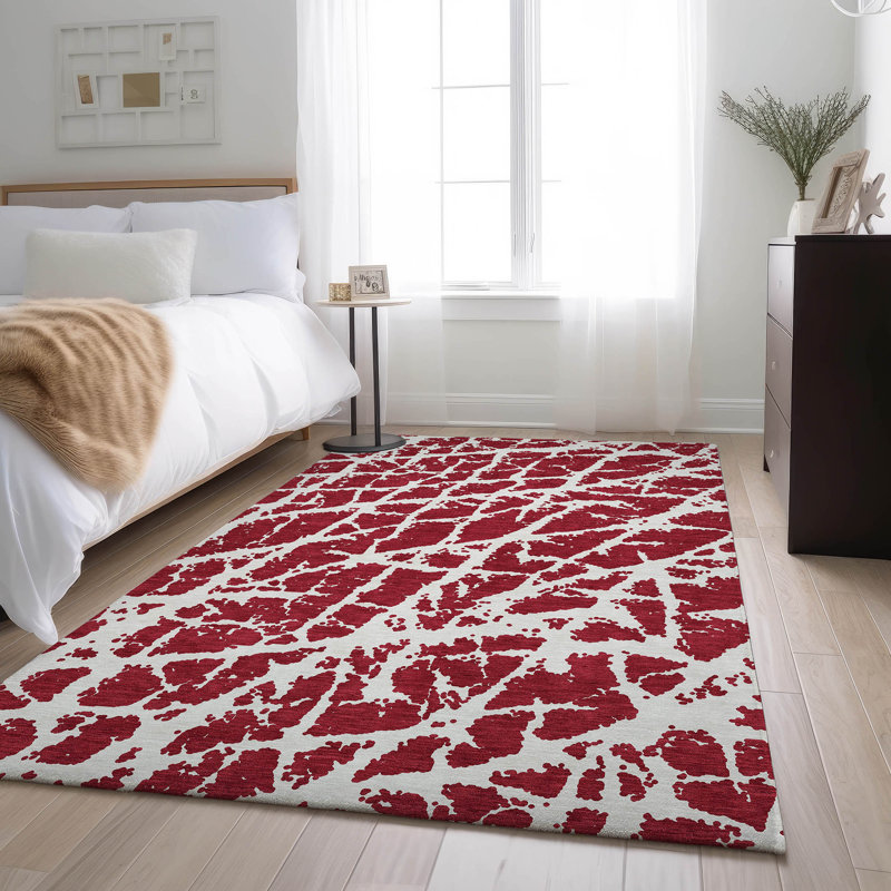 Tapis rouge Cerrito AMF501 lavable à la machine de qualité supérieure, Rectangle 10 pi x 14 pi
