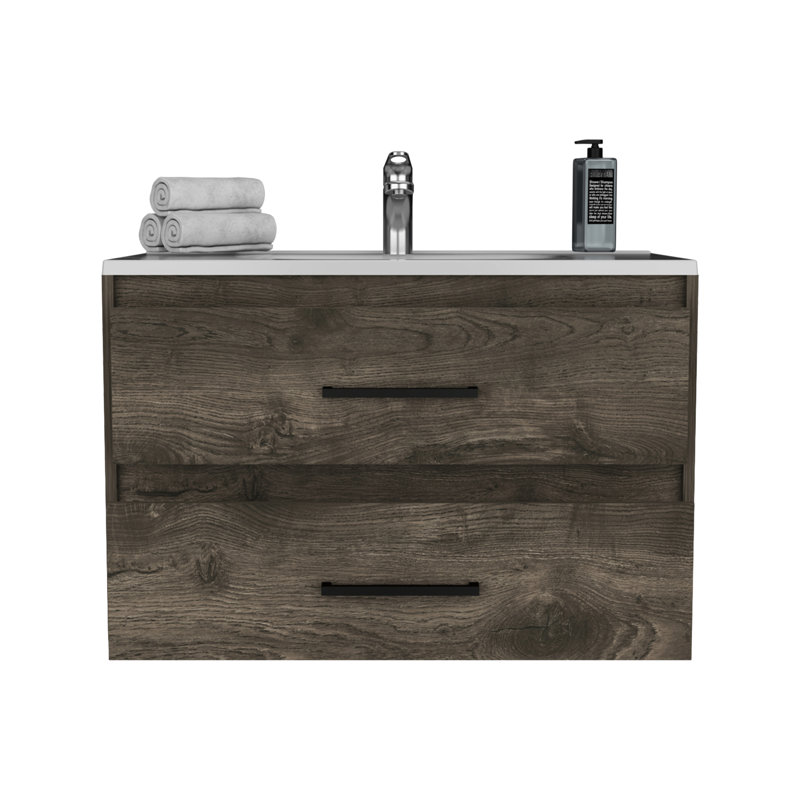 Lavabo de meuble-lavabo avec 2 dans brun foncé / blanc - Modern Bathroom Essential 2 brun / blanc, option