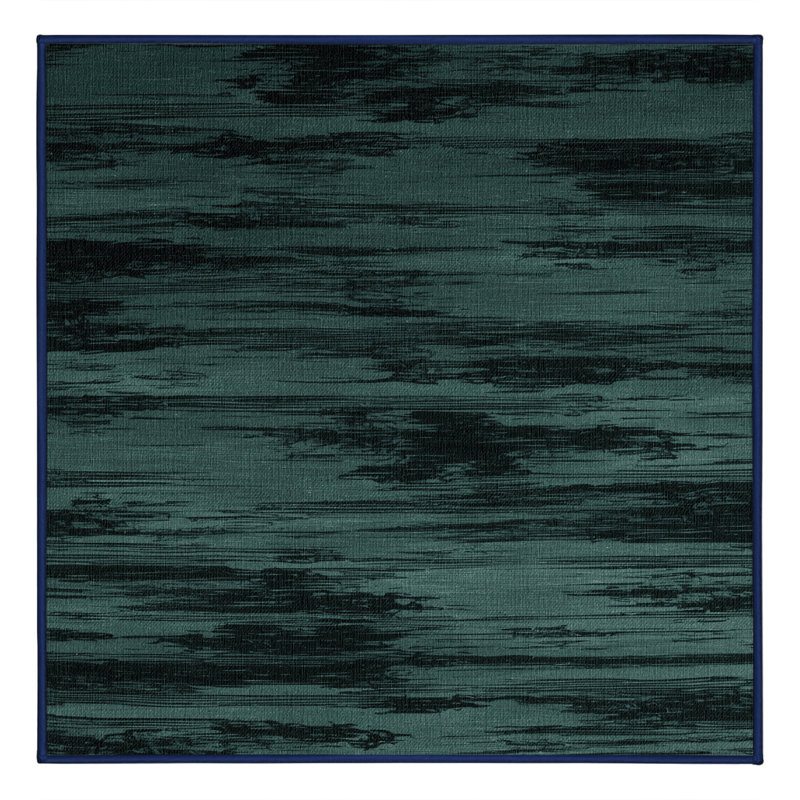 Tapis bleu abstrait lavable à la machine, Carré 5 pi