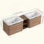 Meuble-lavabo mural avec lavabo en céramique et tablettes de rangement et 1 porte, emballage KD, contreplaqué-823113625