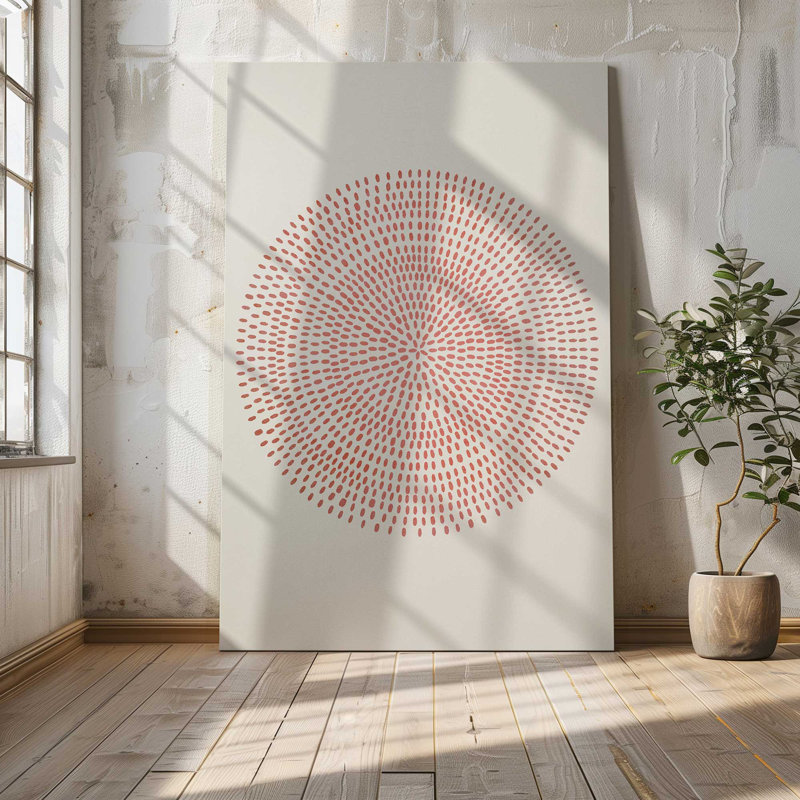 Cercle rouge à pois, grande impression sur toile, H 72 po x l 48 po