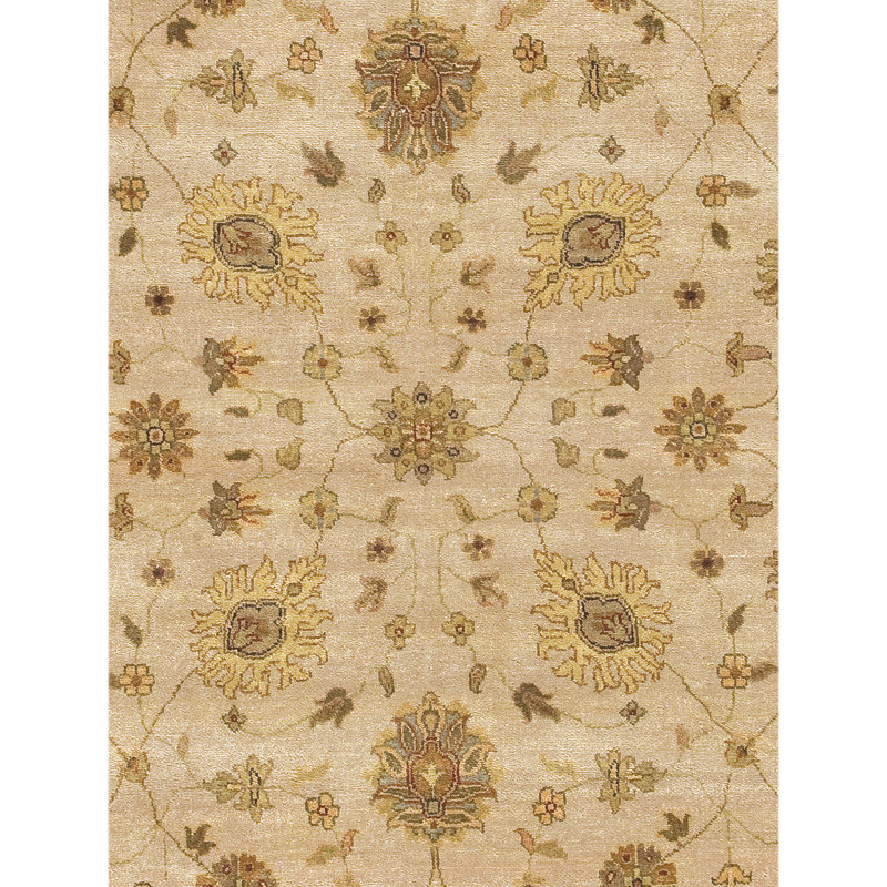Tapis en laine ivoire / olive / brun / or, Rond 12 pi