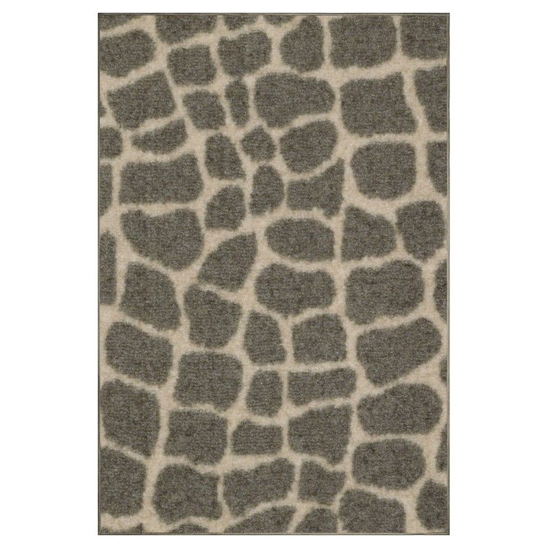 Tapis bleu sarcelle / beige à imprimé animal, Rectangle 9 pi x 13 pi