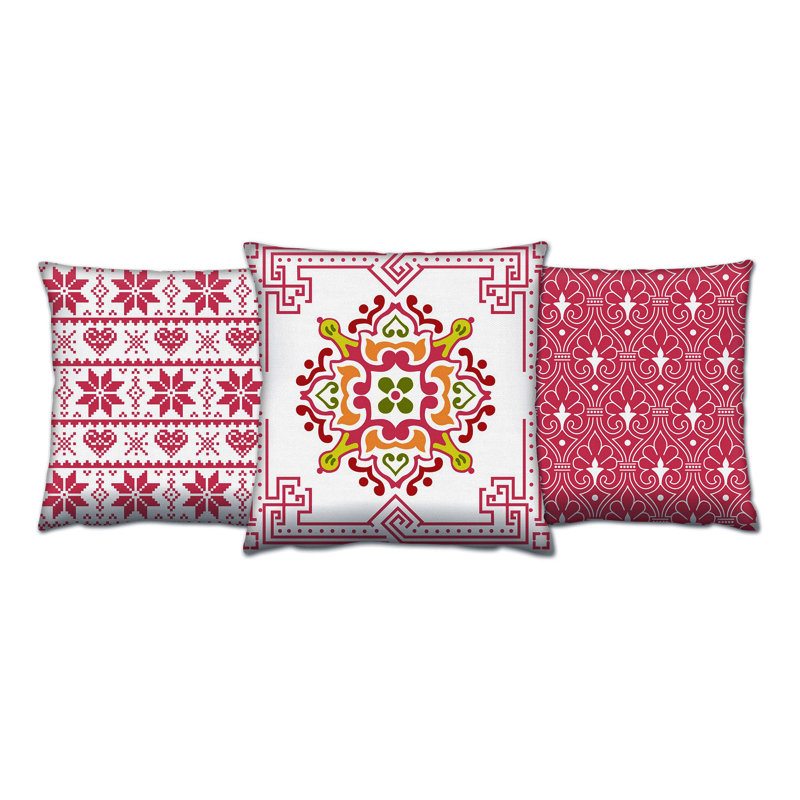 Scher Premium Cushion Set (3 Pieces), 17 x 17 Inches, Soft Silicone Filling | 50% Cotton / 50% Polyester, Washable & Ironable, Concealed Zip | Perfect for Home Decor, Sofas, and Chairs - Comfort & Style Combined