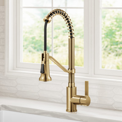 KRAUS Britt Commercial Style 2-Function Single Handle Pull Down Kitchen Faucet
