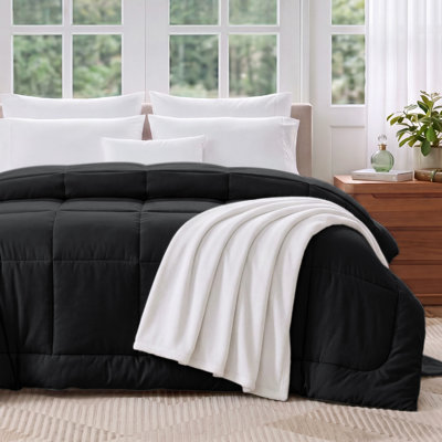 Bedsure Queen Box-Stitch Down Alternative Duvet Insert – Black , All-Season Comforter