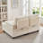 Adjustable Backrest Foam Loveseat, Soft Corduroy, Compact Sofa For Living Room & Bedroom
