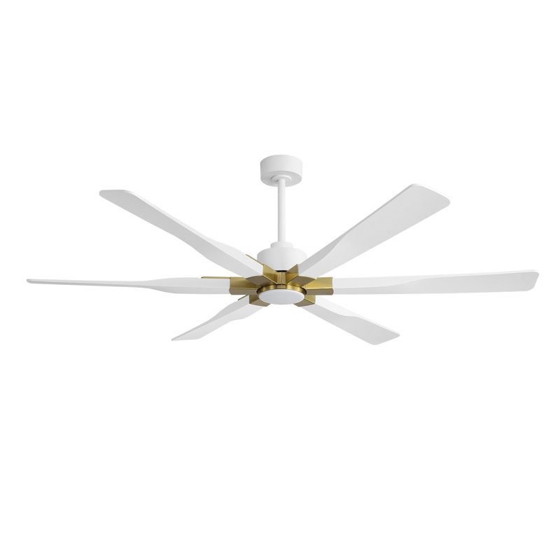 Ventilateur de plafond d'intérieur moderne à 6 pales 68 "/ 78" avec télécommande et éclairage , 68 po de largeur, Blanc