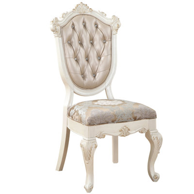 Chaises sophistiquées en or rose et blanc perle (de 2) - Salle à manger chic et luxueuse