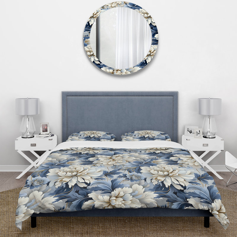 Ensemble de housse de couette damassé Misty, Housse de couette simple + 1 taie décorative stan