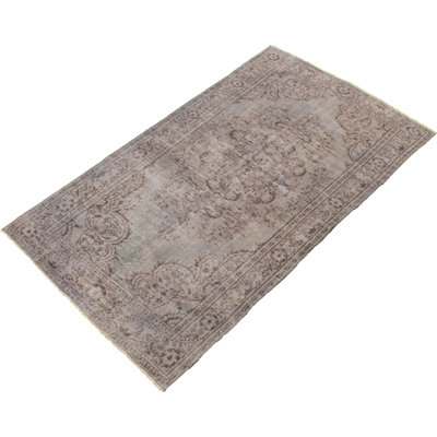 One-of-a-Kind 5'1" X 9'1" 1980s Wool Area Rug in Gray