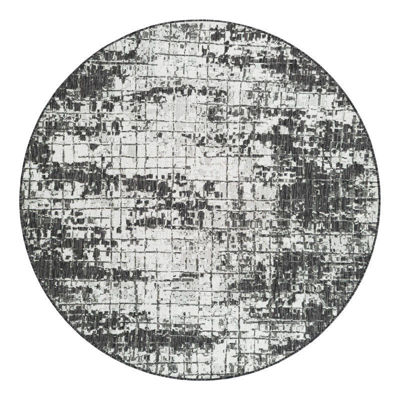 Tapis intérieur / extérieur d'extérieur moderne, Rond 6 pi 1 po