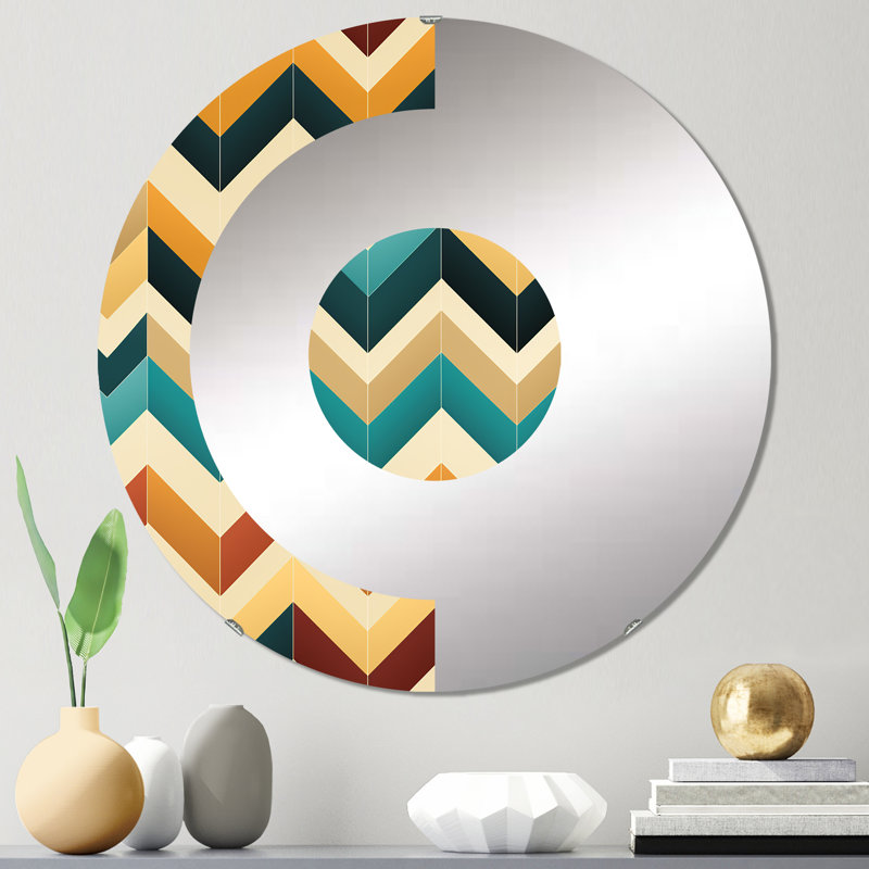 Ivoire Boho Accents Chevron - Miroir mural demi-cercle, 31,4 po x 31,4 po