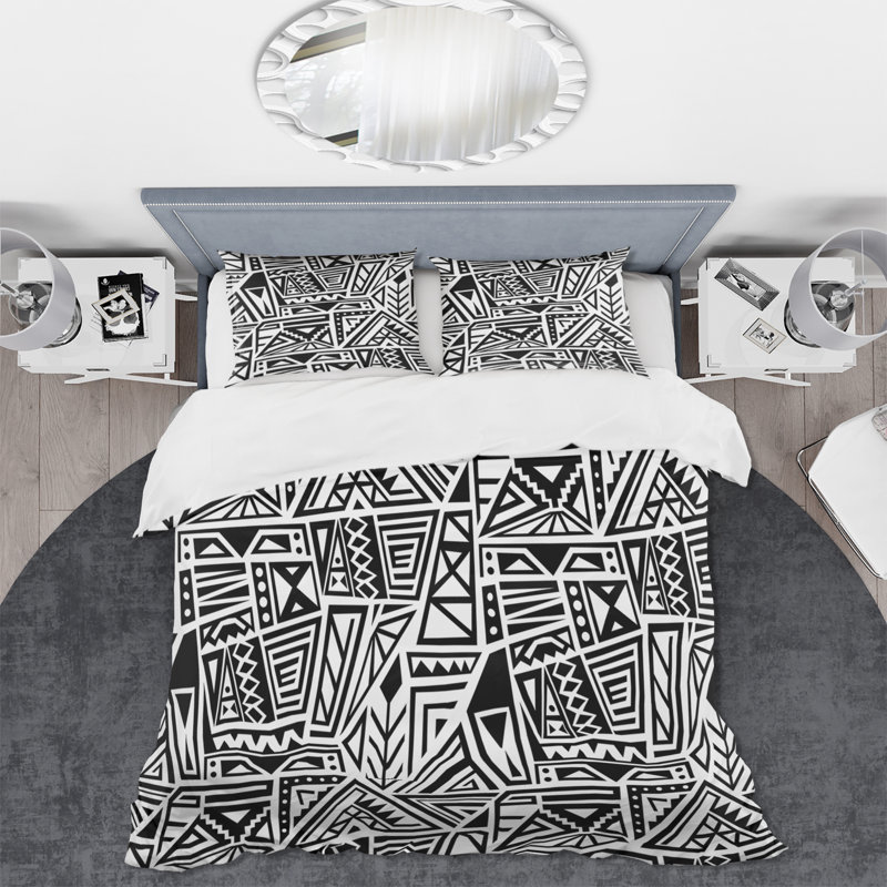 Ensemble de housse de couette moderne en polyester microfibre monochrome et géométrique