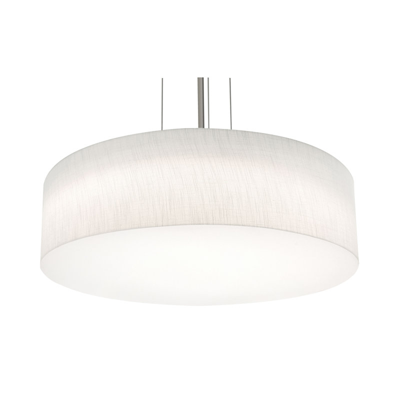 Luminaire suspendu tambour Bozovich, H 44,5 po x l 24 po x P 24 po, Lin blanc, Non
