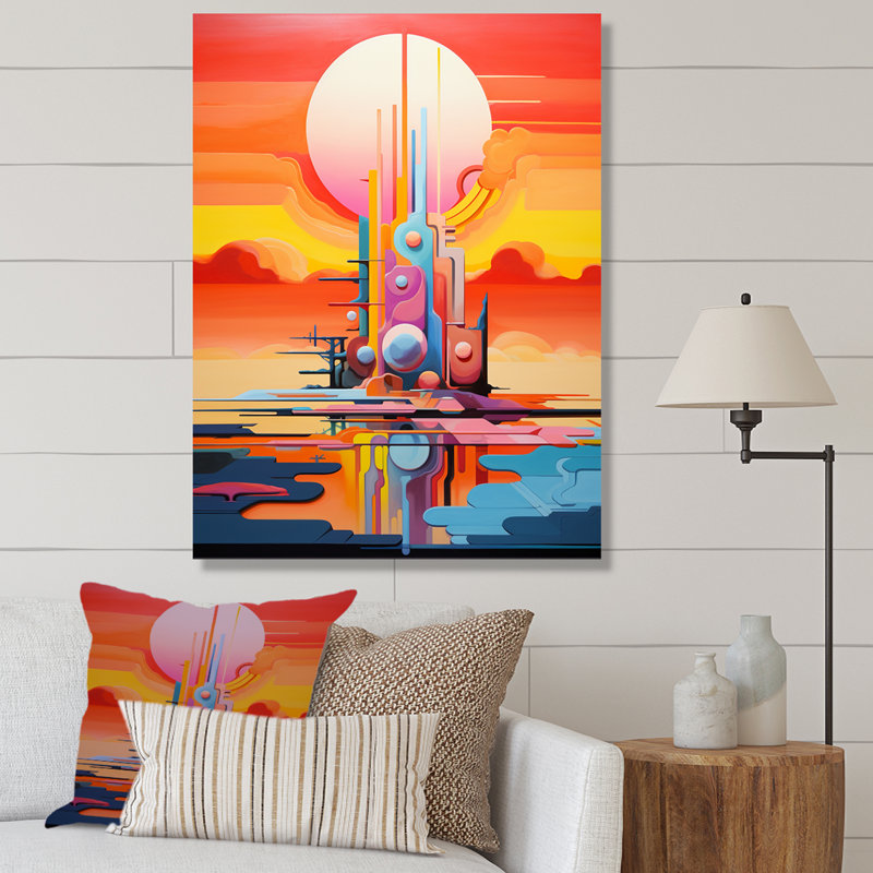 De Stijl Geyser Horizon III sur toile, Toile tendue, H 32 po x l 24 po x P 1 po