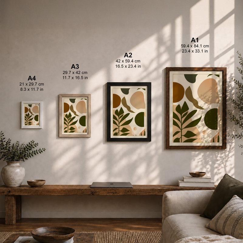 Organic Forms Minimalist - Framed Print, Oak, A3 - 42.0 x 29.7 cm