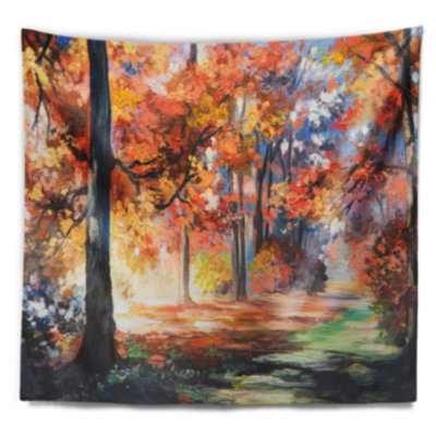 Paysage automne sentier en forêt tapisserie