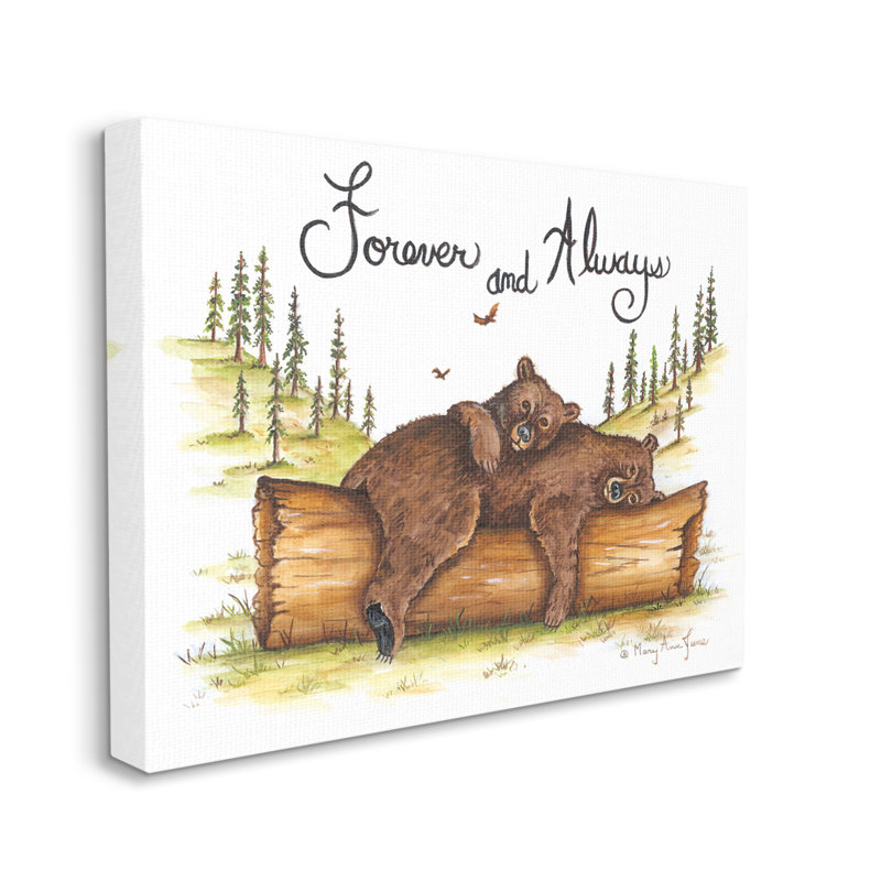 «Forever and Always Cuddling Bears Wildlife» par Mary Ann June - impression sur toile tendue, H 16 po x l 20 po x P 1,5 po