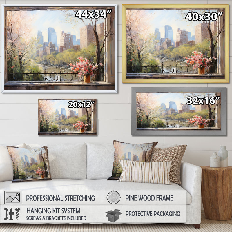 New York, Central Park Window Views III - Art mural de New York, Toile tendue, H 30 po x l 40 po x P 1,5 po