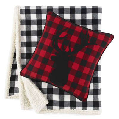Eddie Bauer Cabin Plaid Stag Head Throw Pillow