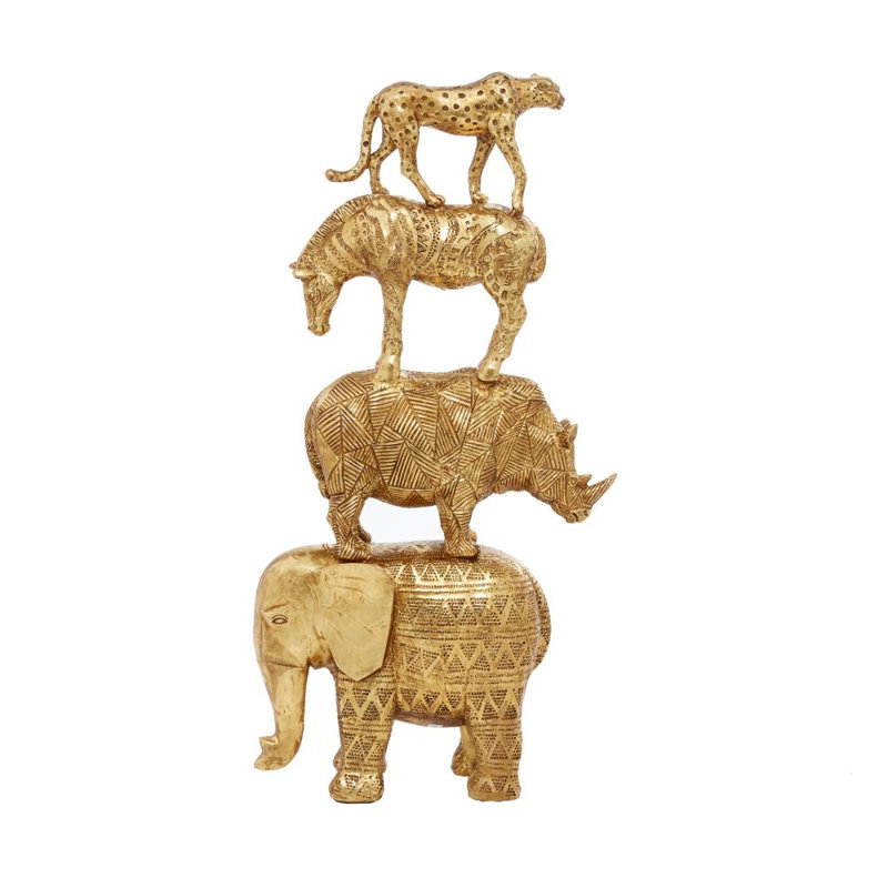 Kelecik Animals Figurines & Sculptures, Gold, 15.3" H x 10" W x 4.35" D