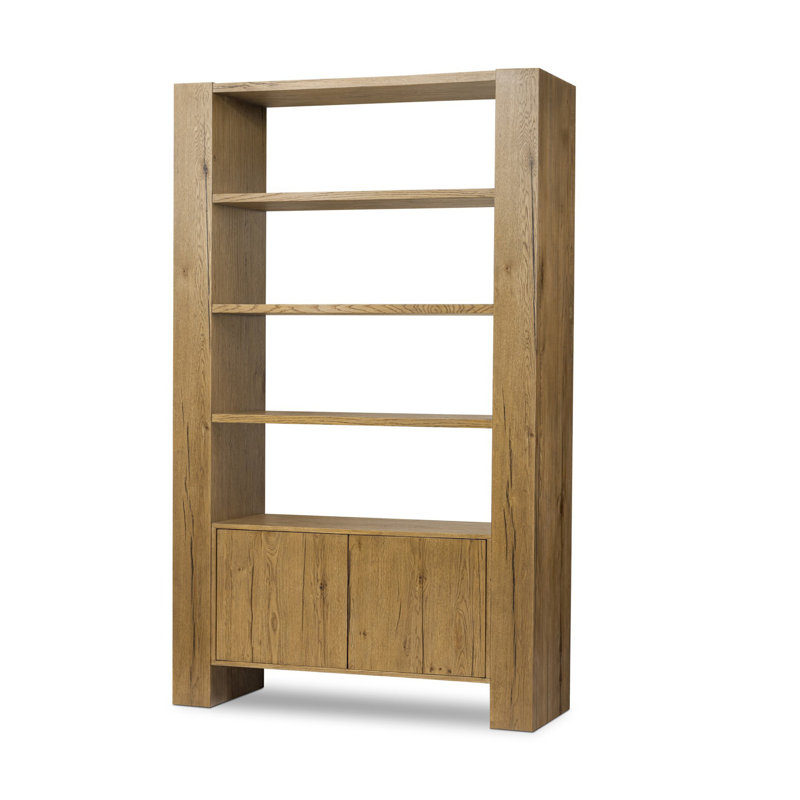 Fisher Bookcase-Smoked Black Veneer, Rustic Amber Oak Veneer