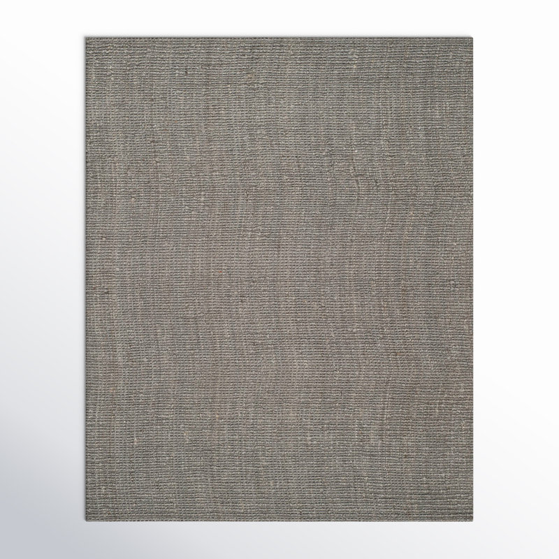 Tapis gris en jute / sisal tissé à plat à la main Alda, Rectangle 8 pi x 10 pi