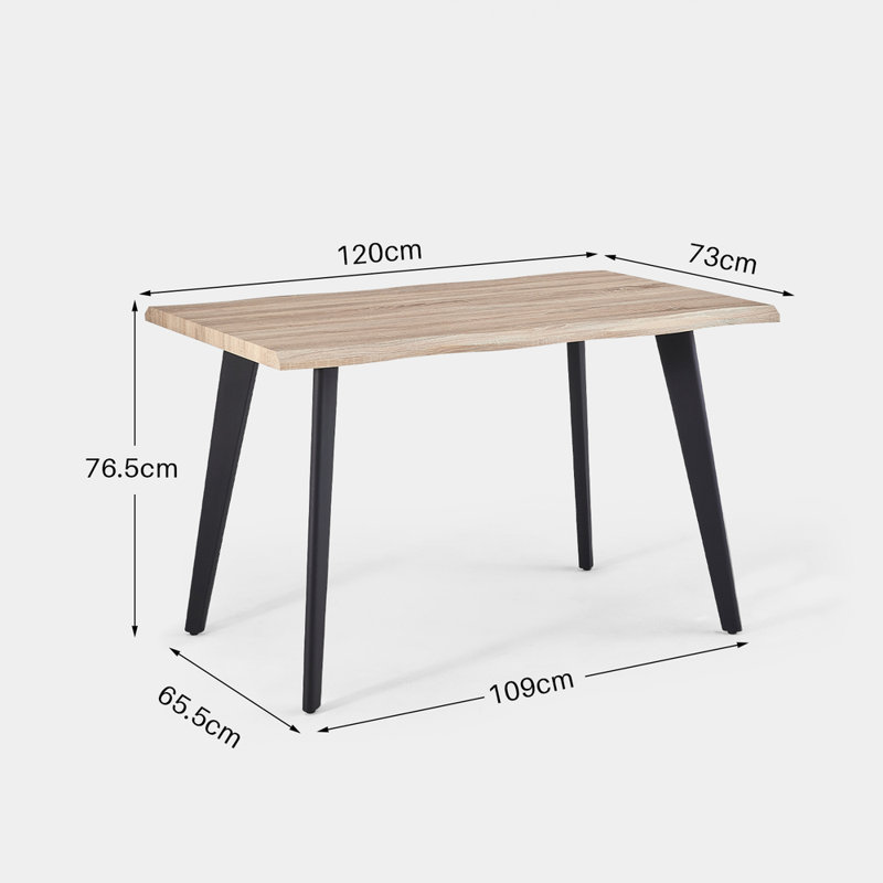 Bulhary Metal Base Dining Table, H76.5 x L120 x W73cm, Light Brown
