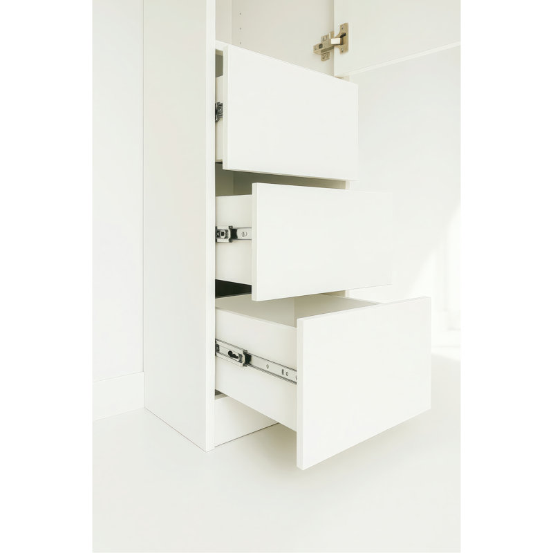 Armoire-penderie mince en bois avec tiroirs