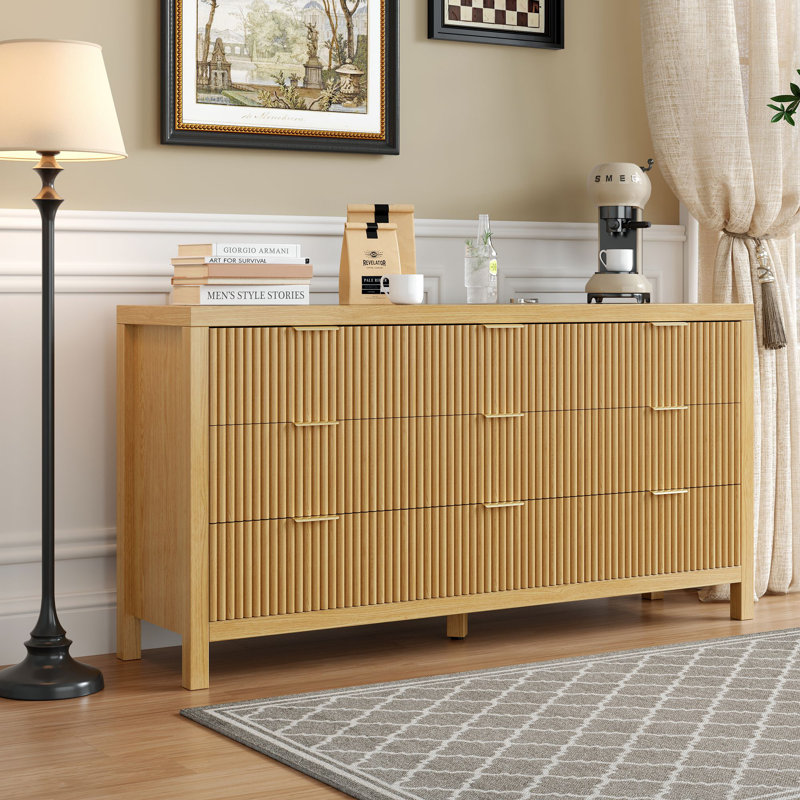 Commode 9 tiroirs l 59 po, Naturel