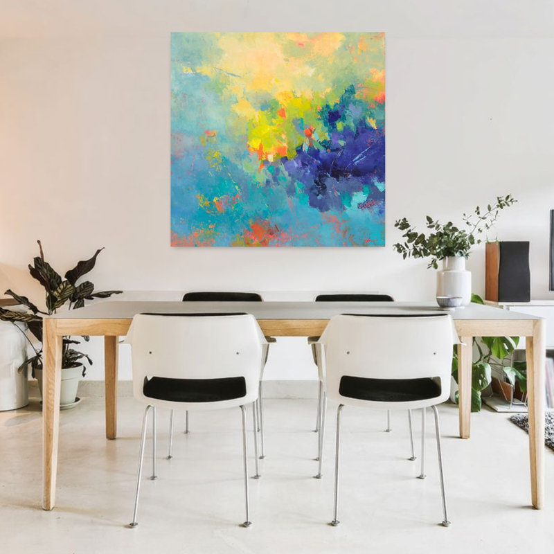 Tempête, art contemporain abstrait, H 36 po x l 36 po