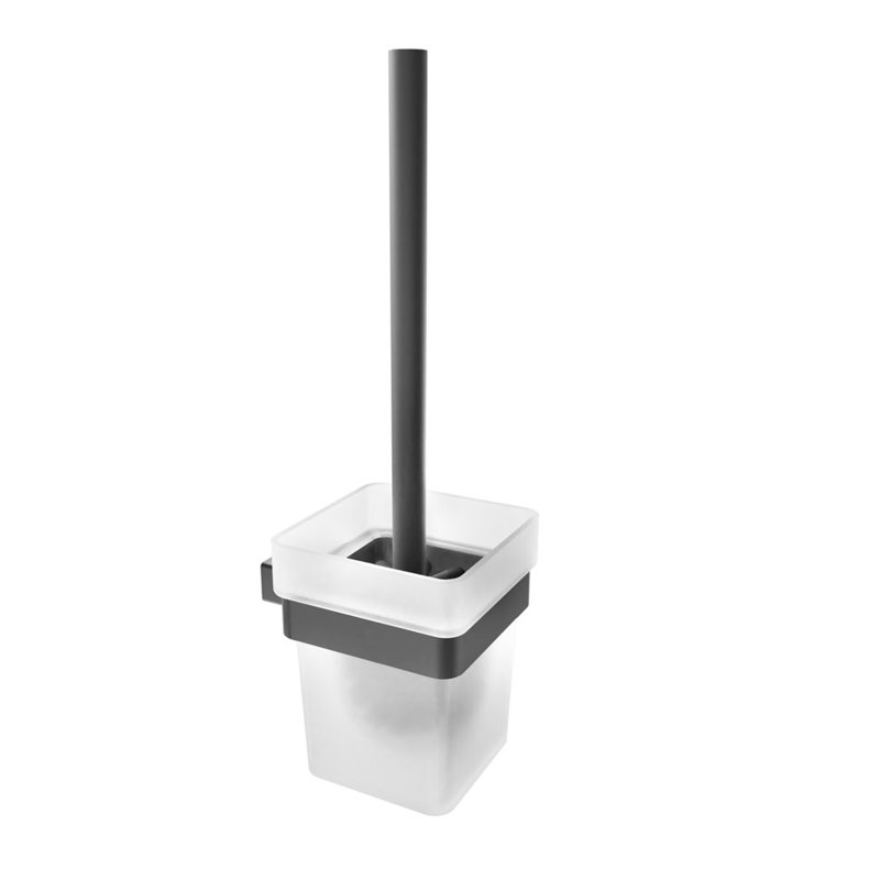Volkano Cinder Metal Toilet Brush And Holder, Matte Black