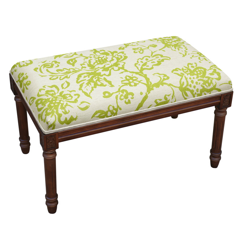 Banc en bois massif Cambel, Toile peinte noyer / vert chartreuse
