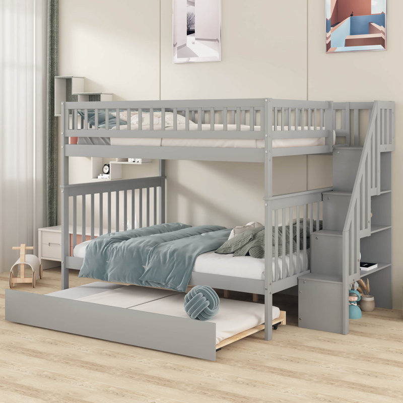 Lit superposé double avec couchette Ereline par Harriet Bee, Gris