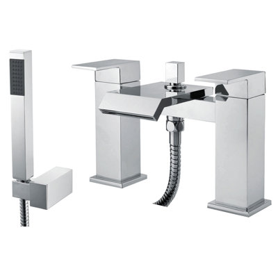 2 Handle Deck Waterfall Faucet Bath Filler with Diverter