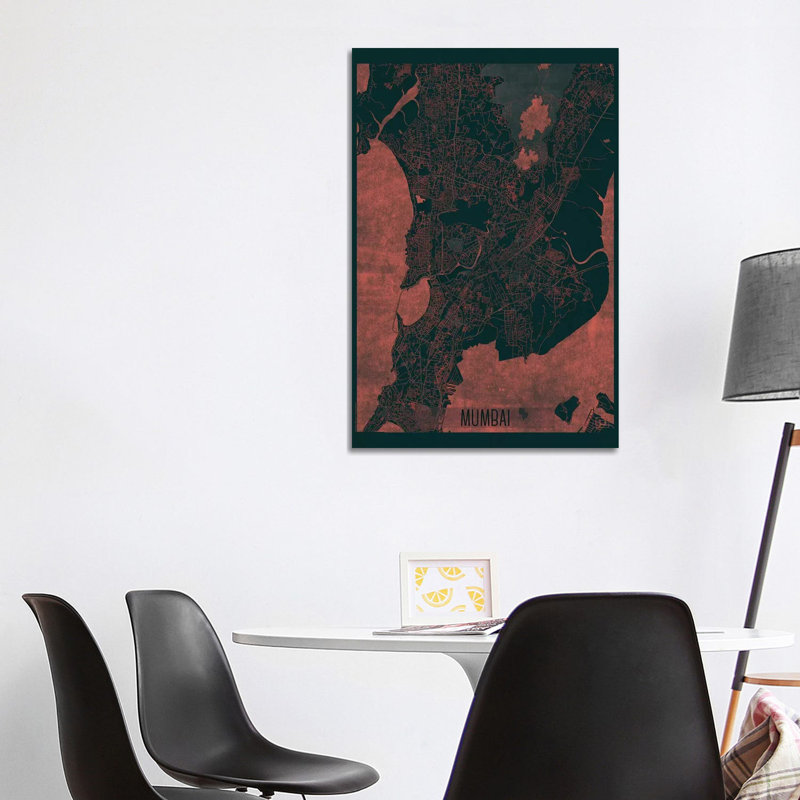 Mumbai Infrared Urban Blueprint Map by Hubert Roguski - Wrapped Canvas Print, 101.6 cm H x 66.04 cm W x 1.91 cm D