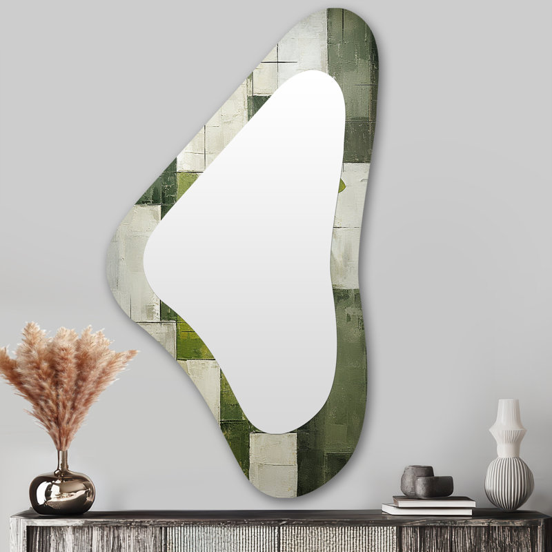 Miroir mural décoratif asymétrique vert Menna