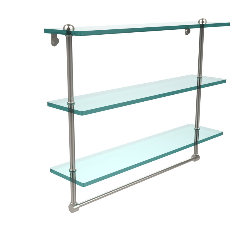 Gober 3 Piece Tiered Shelf with Towel Bar, 16", Polished Nickel