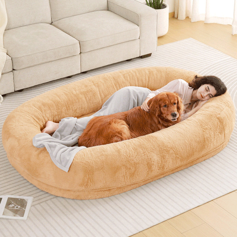 Ethelee Large Dog Bed for Adults and Pets, Human Sized Dog Bed For People, Giant Dog Bed for Humans, Blanket, Removable Cover,Anti-Slip Bean Bag For Large Dogs
