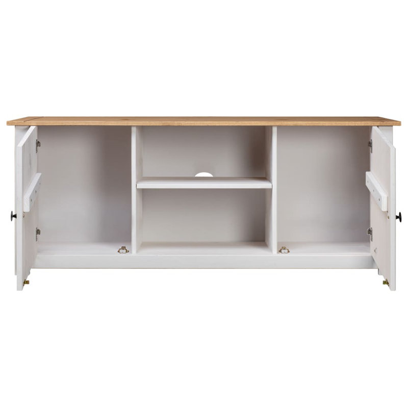 Simonetti Solid Wood TV Stand, White/Natural
