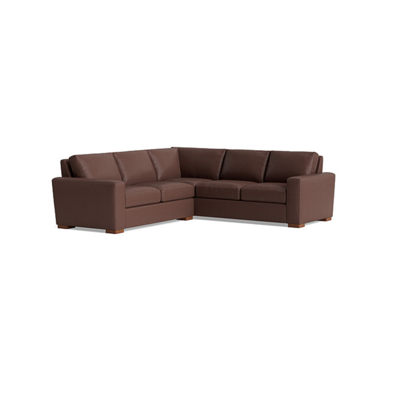 Couch Potato Leather Sectional, Right Hand Facing, Leather - Deep Blue