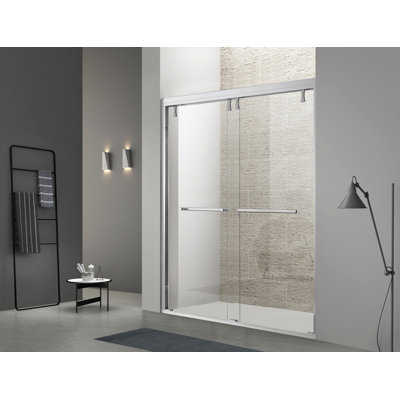 Porte de douche coulissante double encadrée 60 "x 76" avec finition chromée