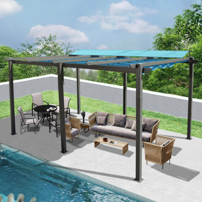 Pergola rétractable d'extérieur avec abri de jardin en aluminium résistant à la pluie Pergola