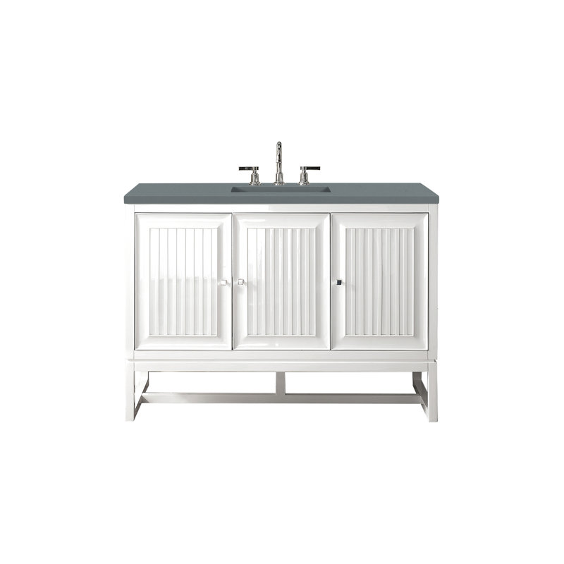 Athens 48'' W Single Vanity, Cala Blue, Glossy White, 8" Widespread